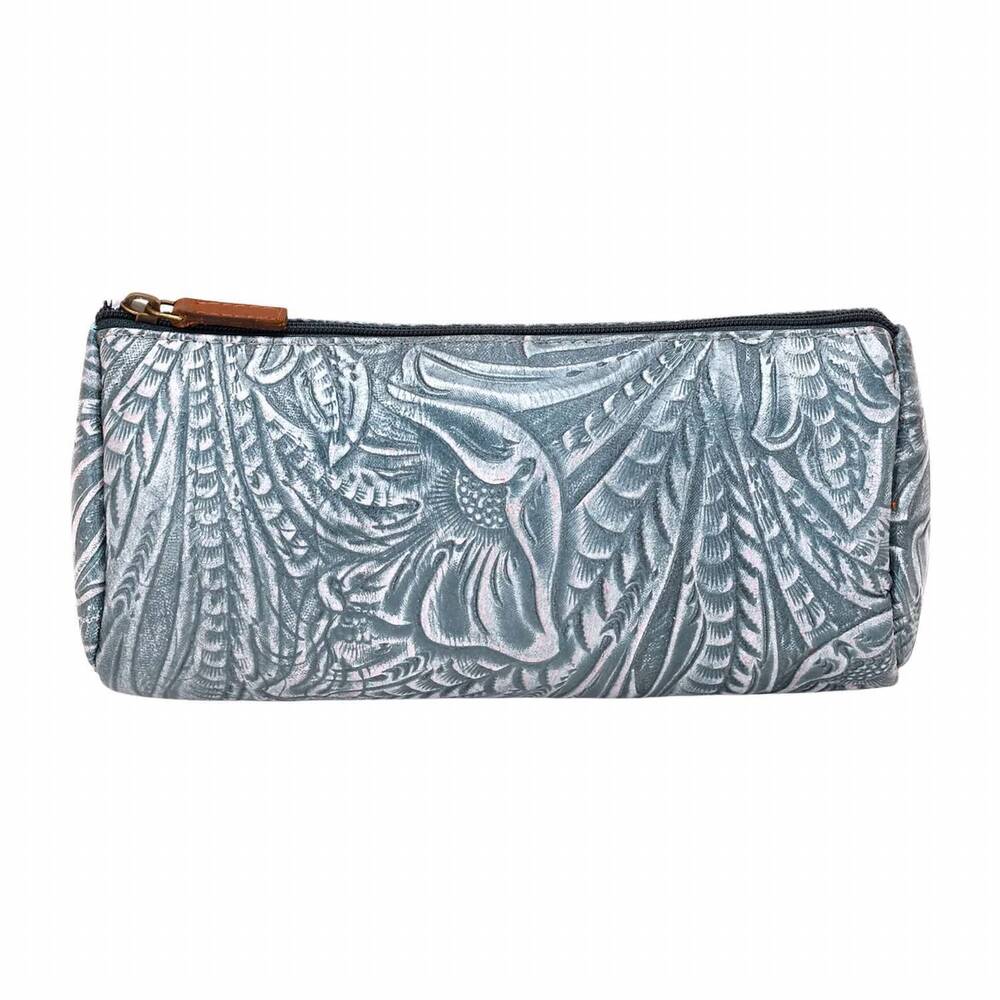 NEW MYRA sandy multi pouch with embossed leather in grey